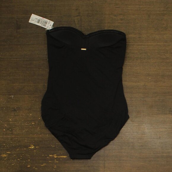 NEW Anne Cole Womens Twist Front Shirred One Piece Swimsuit MYMO00501 Black 10 - Picture 2 of 9